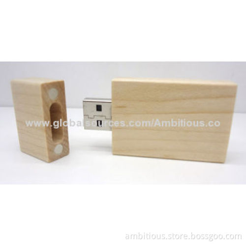 Wood swivel USB flash drive, RoHS certified